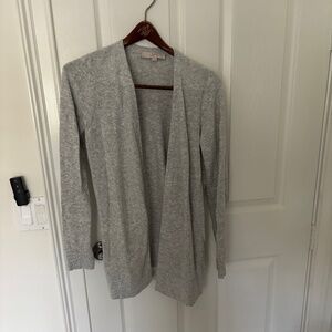 Ann Taylor Loft Light Grey medium cotton open cardigan